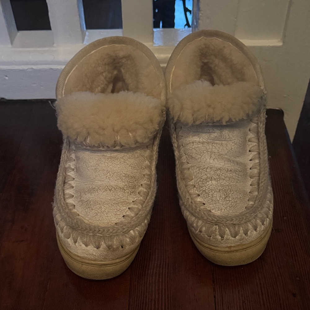 Mou Cream Ankle Boots